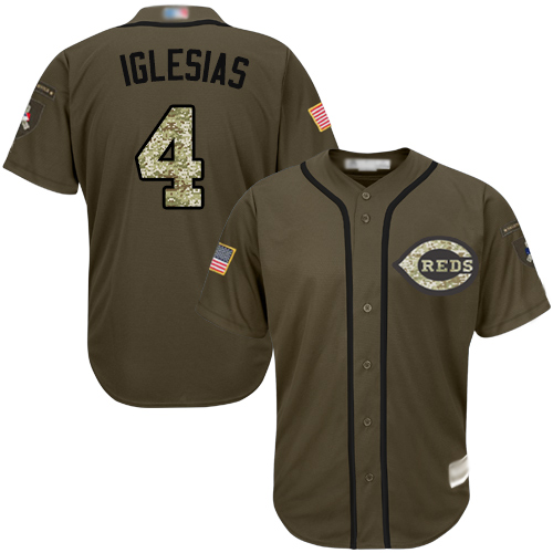 Reds #4 Jose Iglesias Green Salute to Service Stitched Baseball Jersey