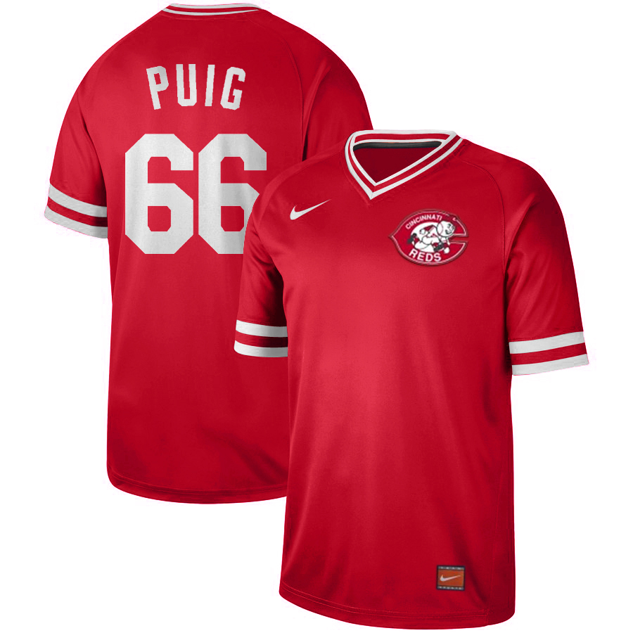 Reds 66 Yasiel Puig Red Throwback Jersey