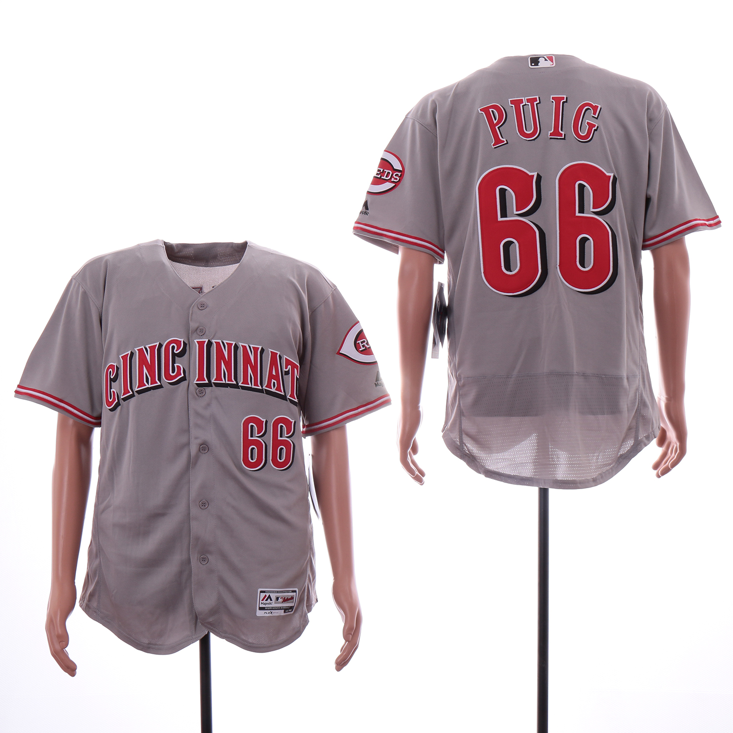 Reds 66 Yasiel Puig Gray Flexbase Jersey