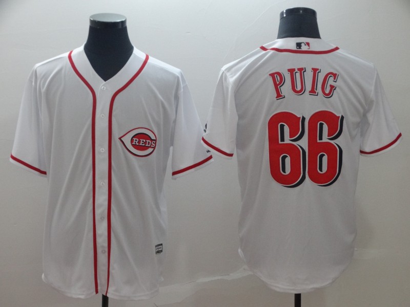 Reds 66 Yasiel Puig White Cool Base Jersey