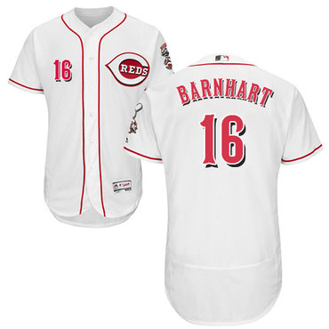 Reds #16 Tucker Barnhart White Flexbase Authentic Collection Stitched Baseball Jersey