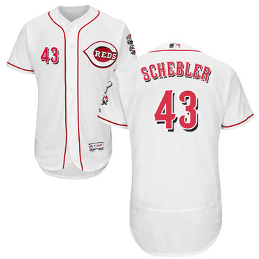 Reds #43 Scott Schebler White Flexbase Authentic Collection Stitched Baseball Jersey