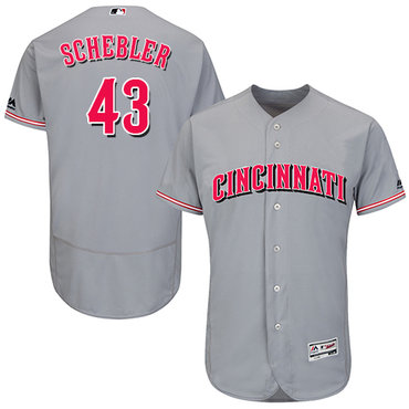 Reds #43 Scott Schebler Grey Flexbase Authentic Collection Stitched Baseball Jersey