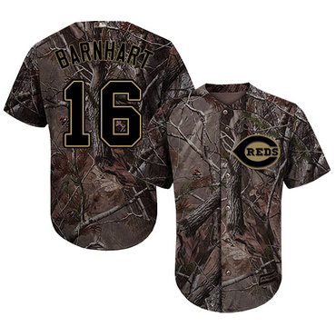 Reds #16 Tucker Barnhart Camo Realtree Collection Cool Base Stitched Baseball Jersey