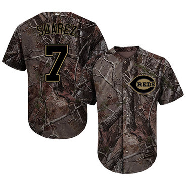 Reds #7 Eugenio Suarez Camo Realtree Collection Cool Base Stitched Baseball Jersey