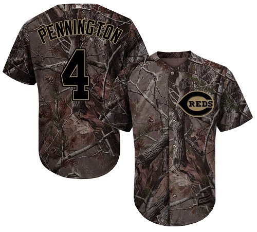 Reds #4 Cliff Pennington Camo Realtree Collection Cool Base Stitched Baseball Jersey