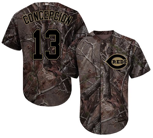 Reds #13 Dave Concepcion Camo Realtree Collection Cool Base Stitched Baseball Jersey