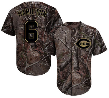 Reds #6 Billy Hamilton Camo Realtree Collection Cool Base Stitched Baseball Jersey