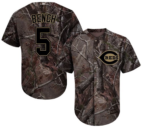 Reds #5 Johnny Bench Camo Realtree Collection Cool Base Stitched Baseball Jersey