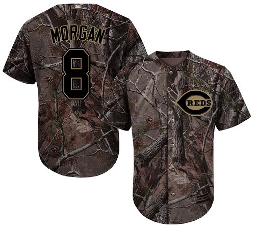 Reds #8 Joe Morgan Camo Realtree Collection Cool Base Stitched Baseball Jersey