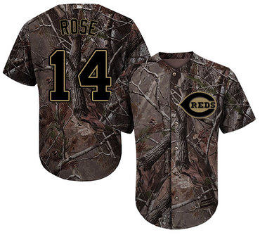 Reds #14 Pete Rose Camo Realtree Collection Cool Base Stitched Baseball Jersey