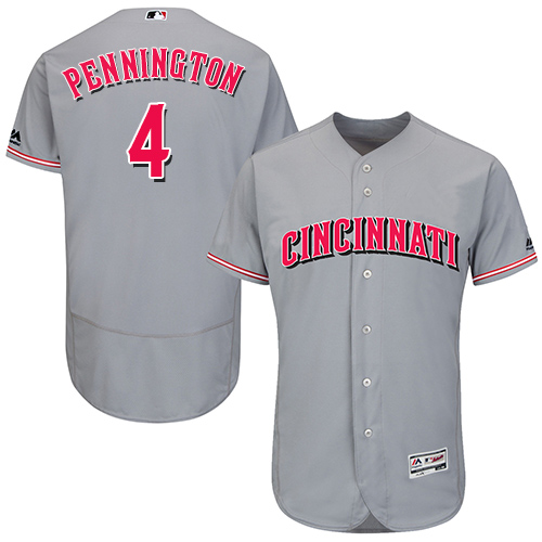 Reds #4 Cliff Pennington Grey Flexbase Authentic Collection Stitched Baseball Jersey