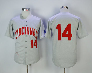 Reds 14 Pete Rose Gray Throwback Jersey