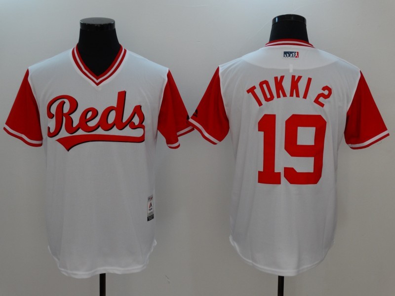 Reds 19 Joey Votto Tokki Majestic White 2017 Players Weekend Jersey