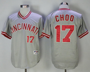 Reds 17 Shin-Soo Choo Gray Throwback Jersey