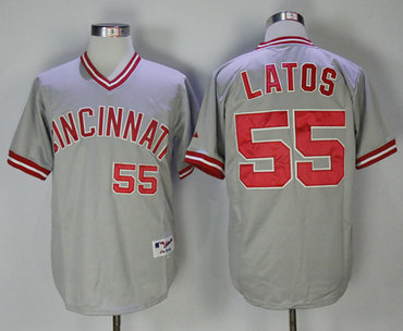 Reds 55 Mat Latos Gray Throwback Jersey