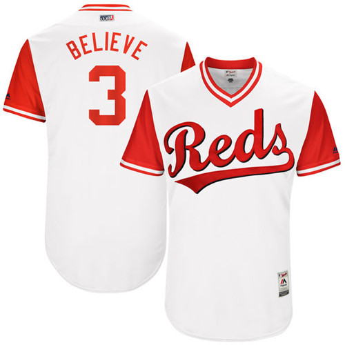 Reds 3 Patrick Kivlehan Believe Majestic White 2017 Players Weekend Jersey