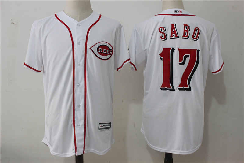 Reds 17 Chris Sabo White Cool Base Jersey