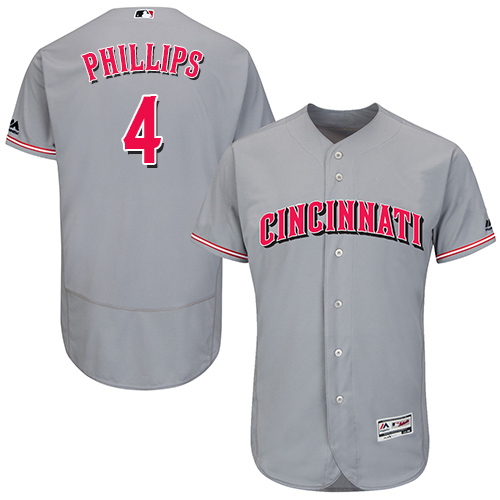 Reds #4 Brandon Phillips Grey Flexbase Authentic Collection Stitched MLB Jersey