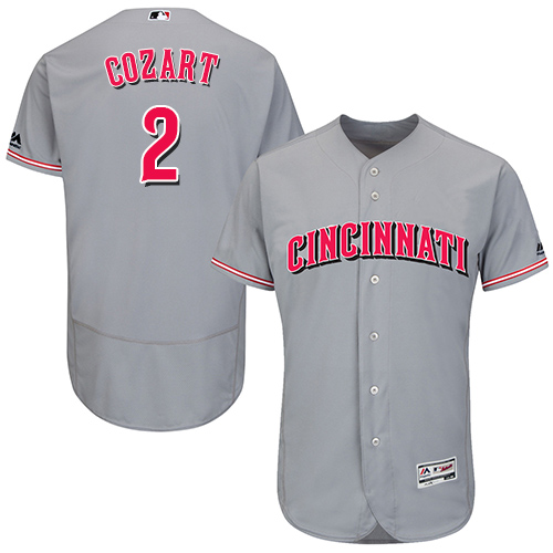 Reds #2 Zack Cozart Grey Flexbase Authentic Collection Stitched MLB Jersey