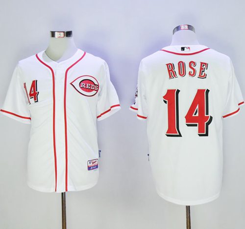 Reds #14 Pete Rose White Cool Base Stitched MLB Jersey