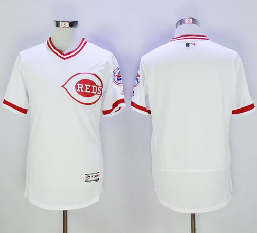 Reds Blank White Flexbase Authentic Collection Cooperstown Stitched MLB Jersey