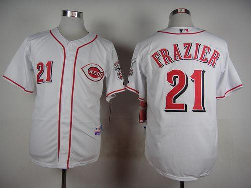 Cincinnati Reds #21 Todd Frazier White Cool Base Stitched Baseball Jersey