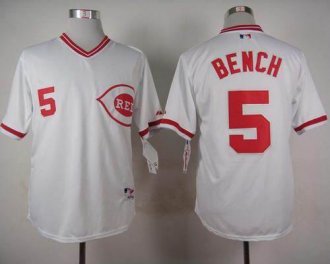 Cincinnati Reds #5 Johnny Bench White 1990 Turn Back The Clock Stitched Baseball Jersey