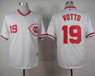 Cincinnati Reds #19 Joey Votto White 1990 Turn Back The Clock Stitched Baseball Jersey