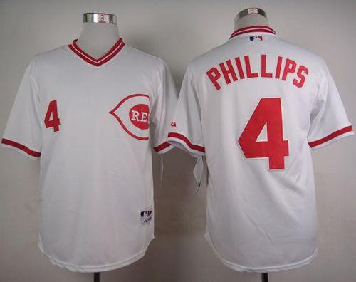 Cincinnati Reds #4 Brandon Phillips White 1990 Turn Back The Clock Stitched Baseball jersey