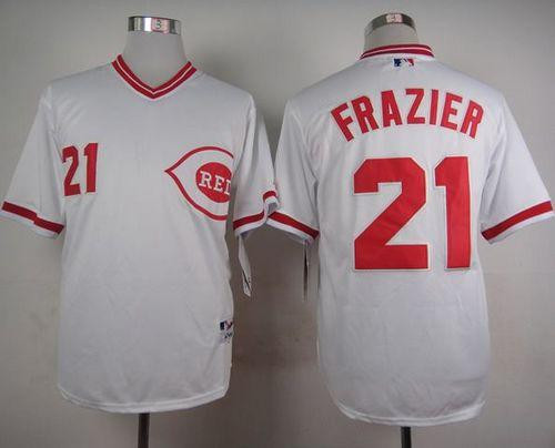 Cincinnati Reds #21 Todd Frazier White 1990 Turn Back The Clock Stitched Baseball Jersey