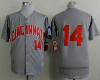 Mitchell And Ness 1969 Cincinnati Reds #14 Pete Rose Grey Throwback Stitched Baseball Jersey