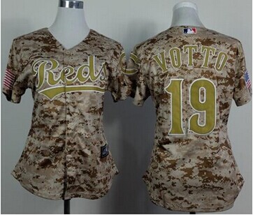 Women's MLB Cincinnati Reds #19 Joey Votto Camo Cool Base Stitched Baseball Jersey