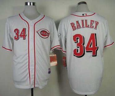 Cincinnati Reds #34 Homer Bailey White Baseball Jersey