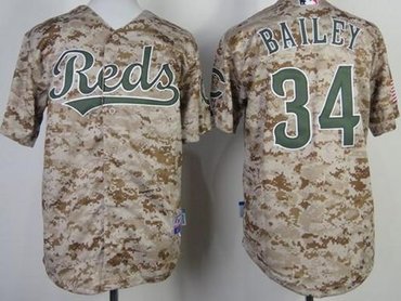 Cincinnati Reds #34 Homer Bailey Camo Alternate Cool Base Baseball Jersey