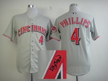 mlb jerseys cincinnati reds #4 phillips grey Signed Jersey