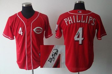 mlb jerseys cincinnati reds #4 phillips Red Signed Jersey