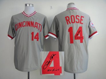 MLB Cincinnati Reds 14# Rose Grey Signed Jersey