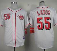 Cincinnati Reds #55 Mat Latos White Cool Base Baseball Jersey