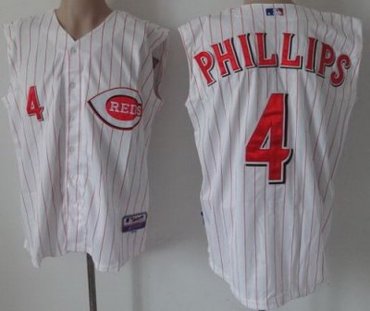 Cincinnati Reds 4 Brandon Phillips White Strip MLB Vest Jerseys