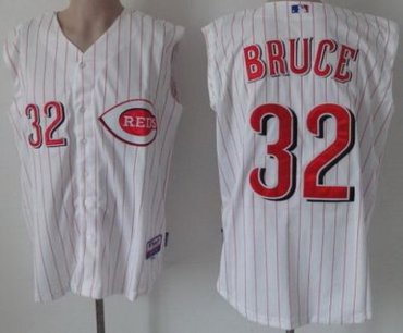 Cincinnati Reds 32 Jay Bruce White Strip MLB Vest Jerseys