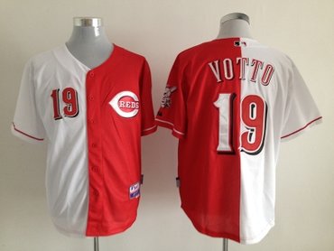 mlb jerseys cincinnati reds #19 votto red-white(split)