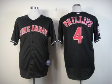 MLB Cincinnati Reds 4 Phillips Black Fashion Jerseys