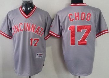 mlb jerseys Cincinnati Reds 17 Shin-Soo Choo Grey Throwback M&N MLB Jerseys