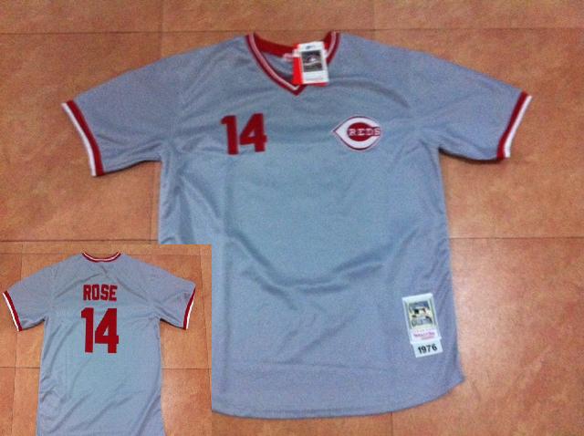 Cincinnati Reds 14 pete rose jerseys gray