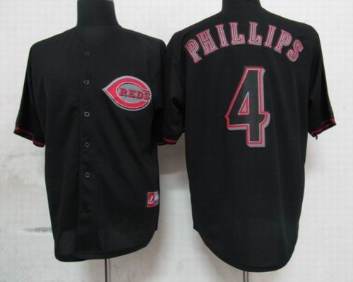 Cincinnati Reds 4 Brandon Phillips Pitch Black Fashion Jersey