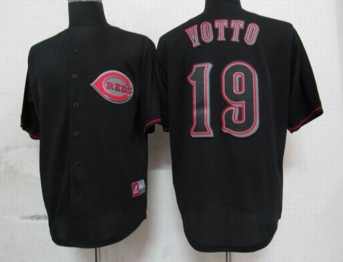 Cincinnati Reds 19 Joey Votto Pitch Black Fashion Jersey