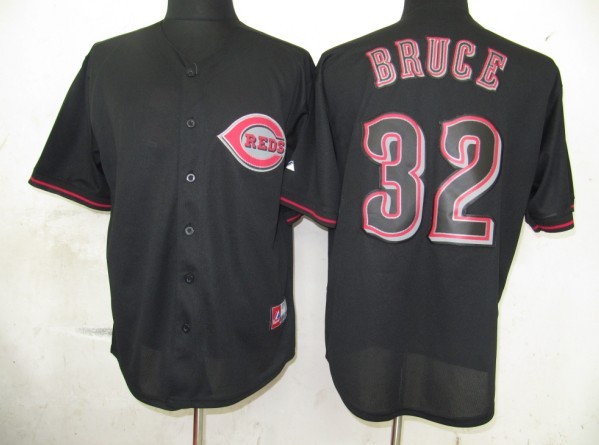 MLB Cincinnati Reds 32 Bruce Black Fashion Jerseys