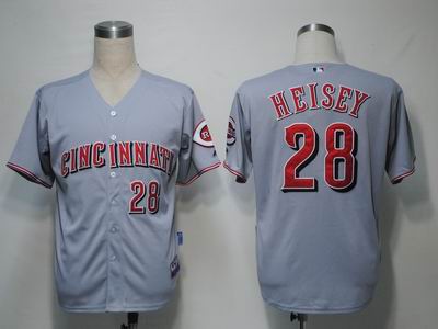 MLB Jerseys Cincinnati Reds 28 Heisey Grey Cool Base