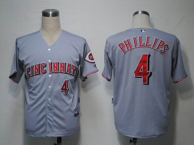 MLB Jerseys Cincinnati Reds 4 Phillips Grey Cool Base